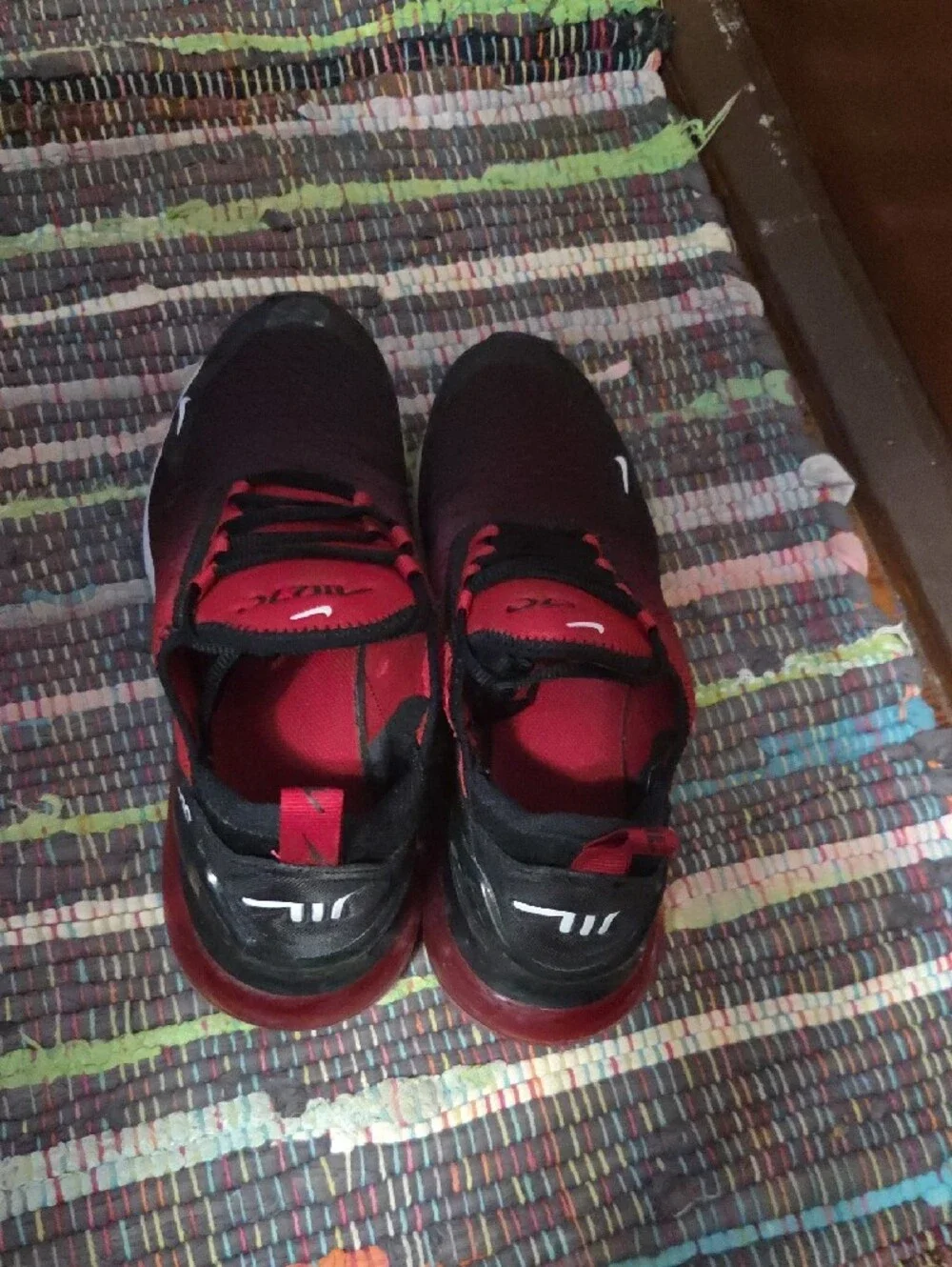 Nike Men's Red and Black Air Max-Style Running Sneakers